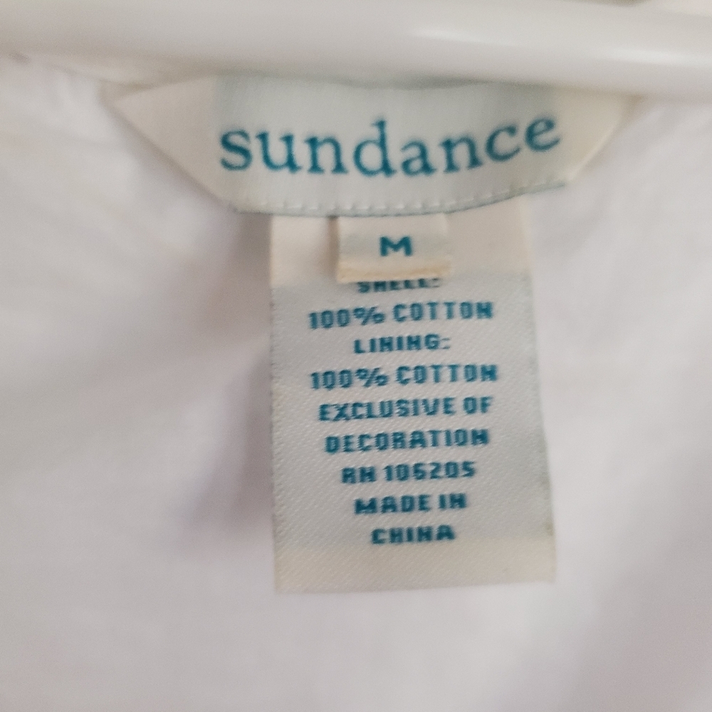 Sundance cataloge white cotton Gauze embroidered dress, size medium - Picture 12 of 12